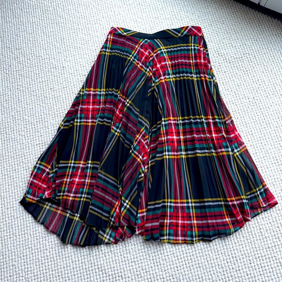 J crew pleated tartan midi skirt. Petite small NWT - Picture 1 of 5